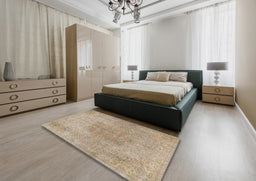 Traditional Dark Almond Brown Persian Rug in a Bedroom, tr3226