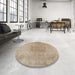 Round Machine Washable Traditional Dark Almond Brown Rug in a Office, wshtr3226