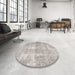 Round Traditional Pale Silver Gray Persian Rug in a Office, tr3228