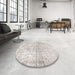 Round Traditional Rosy Brown Pink Persian Rug in a Office, tr3229