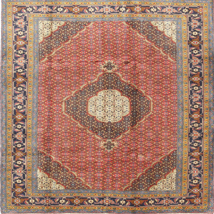 Square Traditional Brown Red Medallion Rug, tr322