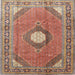 Square Traditional Brown Red Medallion Rug, tr322