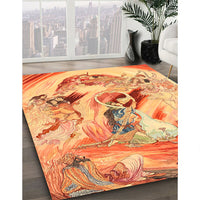 Traditional Orange Red Animal Rug, tr3230