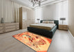 Traditional Orange Red Animal Rug in a Bedroom, tr3230