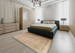 Traditional Orange Brown Persian Rug in a Bedroom, tr3231