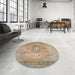 Round Traditional Dark Gold Brown Persian Rug in a Office, tr3232