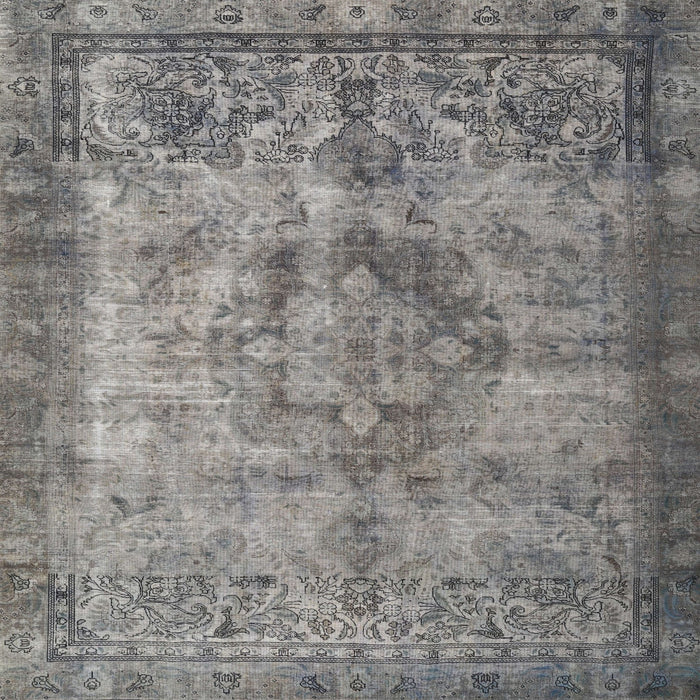 Square Traditional Dark Gray Persian Rug, tr3236