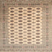 Square Traditional Dark Gold Brown Southwestern Rug, tr323