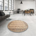 Round Machine Washable Traditional Dark Gold Brown Rug in a Office, wshtr323