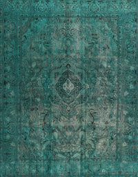 Machine Washable Traditional Aquamarine Stone Green Rug, wshtr3240