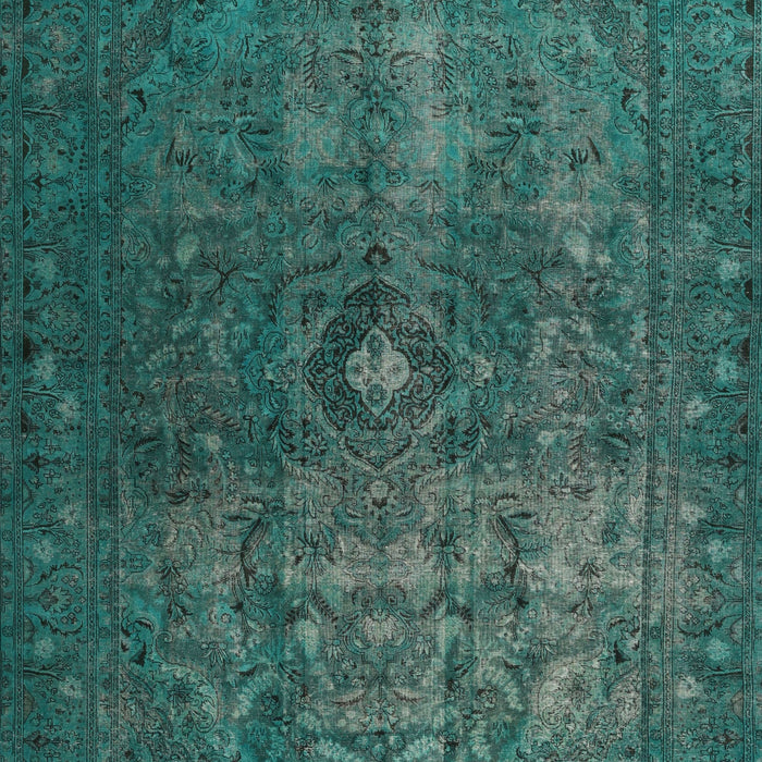 Machine Washable Traditional Aquamarine Stone Green Rug, wshtr3240