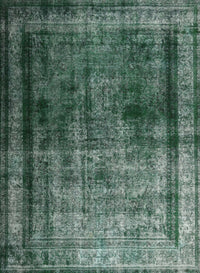 Machine Washable Traditional Green Rug, wshtr3243