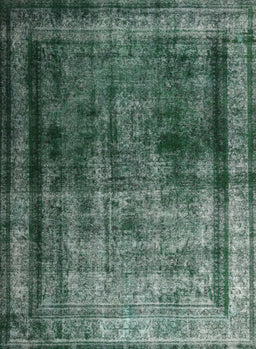 Machine Washable Traditional Green Rug, wshtr3243