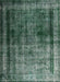 Machine Washable Traditional Green Rug, wshtr3243