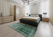 Machine Washable Traditional Green Rug in a Bedroom, wshtr3243