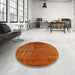 Round Traditional Orange Red Persian Rug in a Office, tr3244