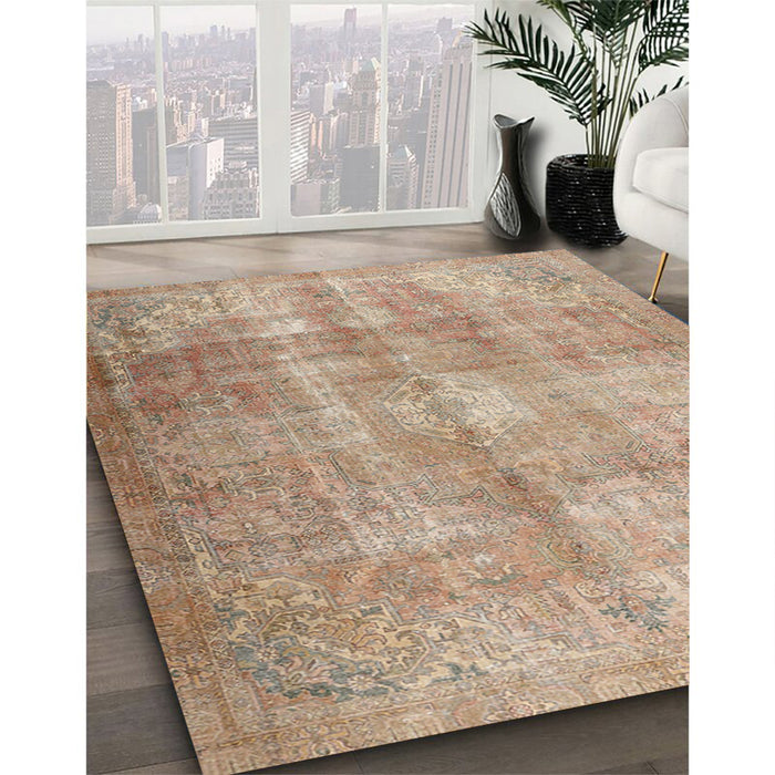 Traditional Orange Brown Persian Rug in Family Room, tr3245