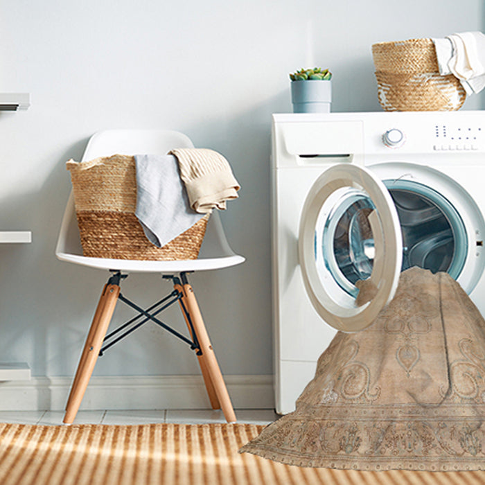 Machine Washable Traditional Peru Brown Rug in a Washing Machine, wshtr3246
