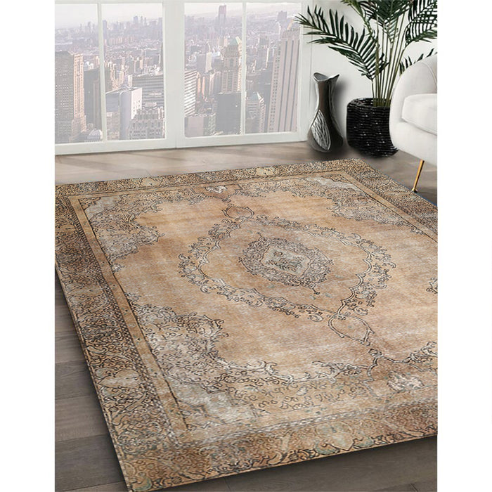 Machine Washable Traditional Dark Gold Brown Rug in a Family Room, wshtr3248