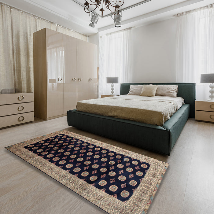 Machine Washable Traditional Charcoal Black Rug in a Bedroom, wshtr324