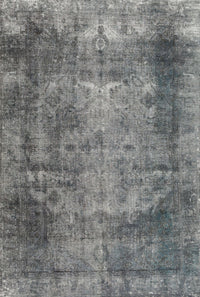 Machine Washable Traditional Carbon Gray Rug, wshtr3251