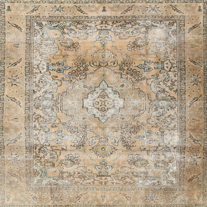 Square Traditional Dark Almond Brown Persian Rug, tr3252