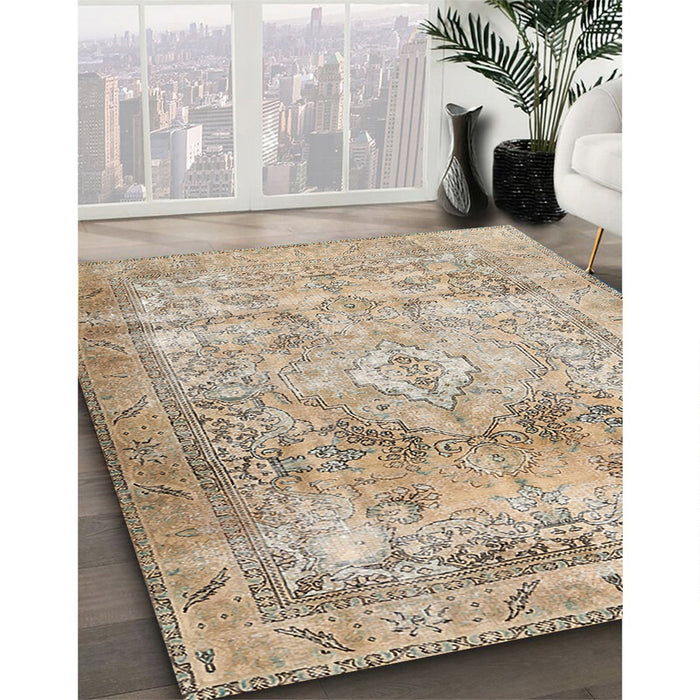 Machine Washable Traditional Dark Almond Brown Rug in a Family Room, wshtr3252