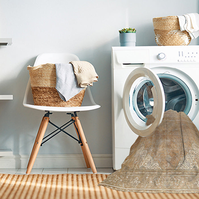 Machine Washable Traditional Bronze Brown Rug in a Washing Machine, wshtr3253