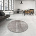 Round Machine Washable Traditional Rose Dust Purple Rug in a Office, wshtr3255