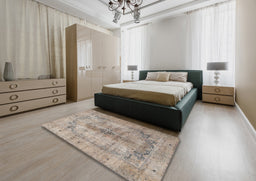 Traditional Dark Almond Brown Persian Rug in a Bedroom, tr3256