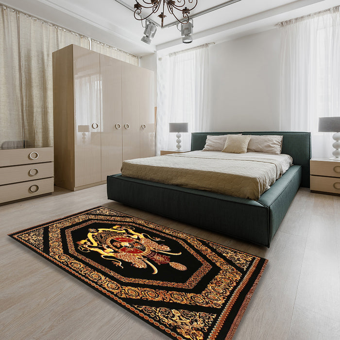 Traditional Saddle Brown Persian Rug in a Bedroom, tr3257