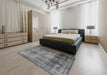 Traditional Carbon Gray Persian Rug in a Bedroom, tr3258