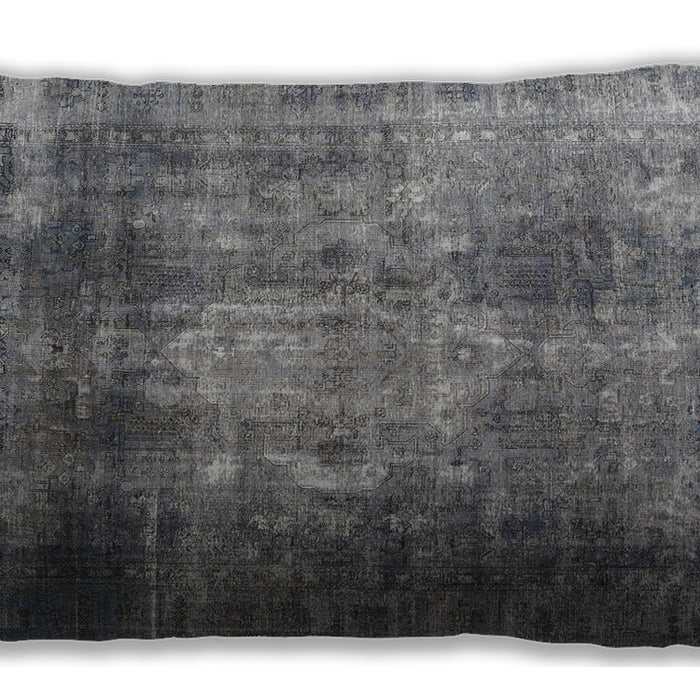 Traditional Classic Rectangular Carbon Gray Lumbar Throw Pillow, 13 inch by 19 inch, lbtr3258