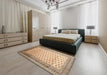 Traditional Gold Brown Persian Rug in a Bedroom, tr325
