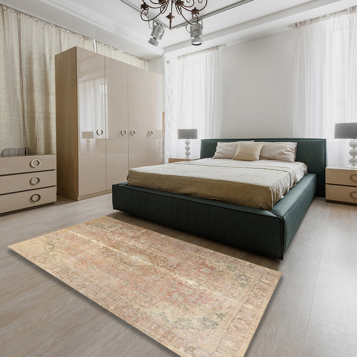 Machine Washable Traditional Brown Rug in a Bedroom, wshtr3261