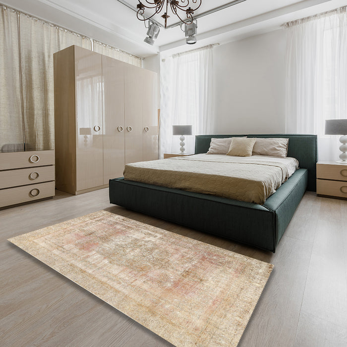 Machine Washable Traditional Brown Rug in a Bedroom, wshtr3263