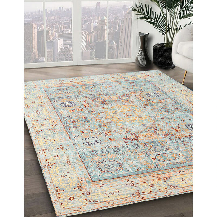 Traditional Light French Beige Brown Oriental Rug in Family Room, tr326