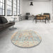 Round Machine Washable Traditional Light French Beige Brown Rug in a Office, wshtr326