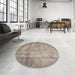 Round Traditional Light French Beige Brown Persian Rug in a Office, tr3272