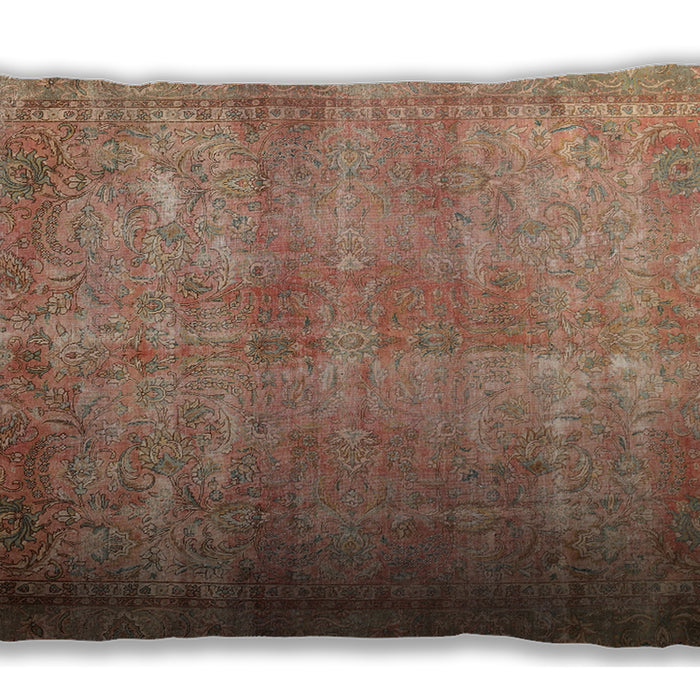 Traditional Classic Rectangular Tangerine Pink Lumbar Throw Pillow, 13 inch by 19 inch, lbtr3274