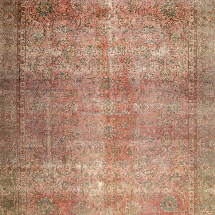 Machine Washable Traditional Tangerine Pink Rug, wshtr3274