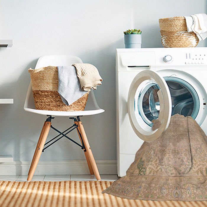 Machine Washable Traditional Peru Brown Rug in a Washing Machine, wshtr3275