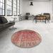 Round Traditional Light Copper Gold Persian Rug in a Office, tr3276