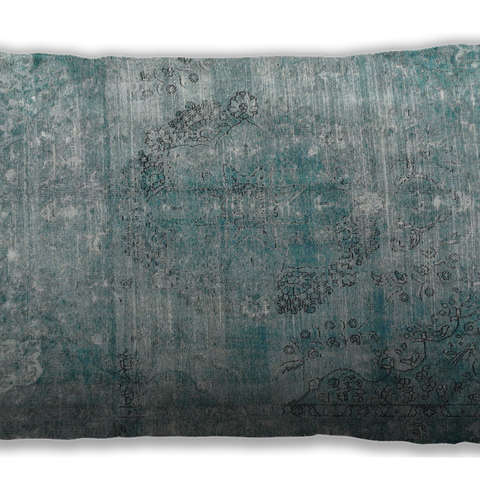 Traditional Classic Rectangular Grayish Turquoise Green Lumbar Throw Pillow, 13 inch by 19 inch, lbtr3277
