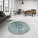 Round Traditional Grayish Turquoise Green Persian Rug in a Office, tr3277