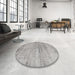 Round Traditional Granite Gray Persian Rug in a Office, tr3279