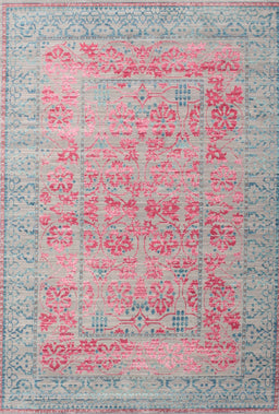 Machine Washable Traditional Purple Pink Rug, wshtr327