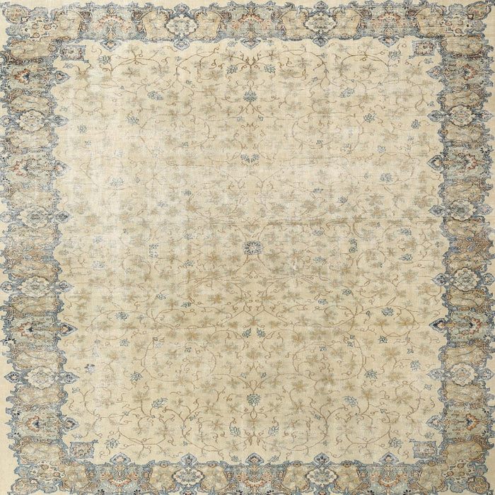 Round Machine Washable Traditional Khaki Gold Rug, wshtr3281