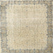 Round Machine Washable Traditional Khaki Gold Rug, wshtr3281