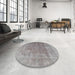 Round Traditional Dark Gray Persian Rug in a Office, tr3284